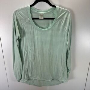 Callia by Carrie Underwood Long Sleeve Striped Top Green Women's Large